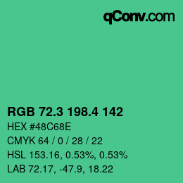 カラーコード: RGB 72.3 198.4 142 | qconv.com