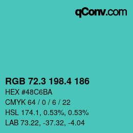 カラーコード: RGB 72.3 198.4 186 | qconv.com