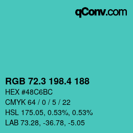 カラーコード: RGB 72.3 198.4 188 | qconv.com