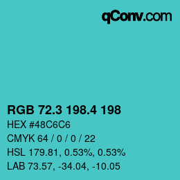 カラーコード: RGB 72.3 198.4 198 | qconv.com