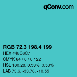 カラーコード: RGB 72.3 198.4 199 | qconv.com