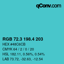 カラーコード: RGB 72.3 198.4 203 | qconv.com