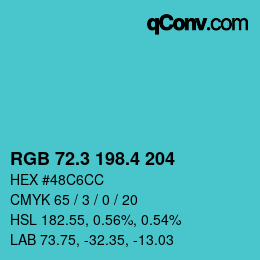 カラーコード: RGB 72.3 198.4 204 | qconv.com