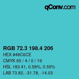 カラーコード: RGB 72.3 198.4 206 | qconv.com