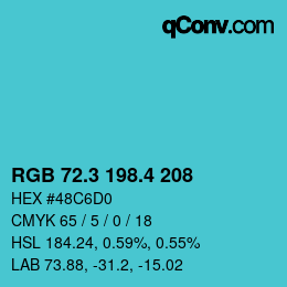 カラーコード: RGB 72.3 198.4 208 | qconv.com