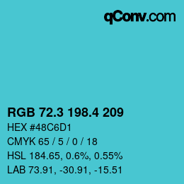 カラーコード: RGB 72.3 198.4 209 | qconv.com