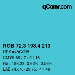 カラーコード: RGB 72.3 198.4 213 | qconv.com