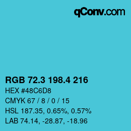 カラーコード: RGB 72.3 198.4 216 | qconv.com