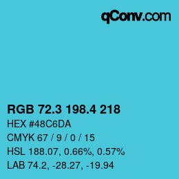 カラーコード: RGB 72.3 198.4 218 | qconv.com
