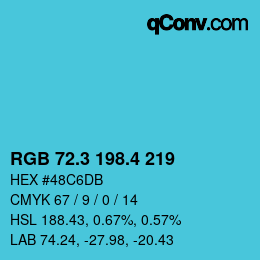 カラーコード: RGB 72.3 198.4 219 | qconv.com