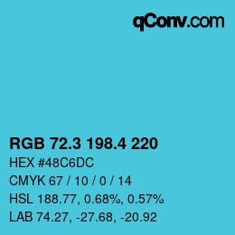 カラーコード: RGB 72.3 198.4 220 | qconv.com