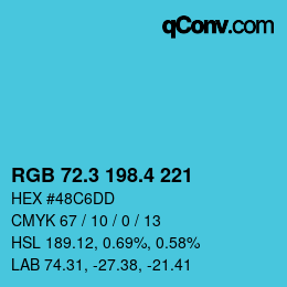 カラーコード: RGB 72.3 198.4 221 | qconv.com