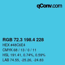 カラーコード: RGB 72.3 198.4 228 | qconv.com
