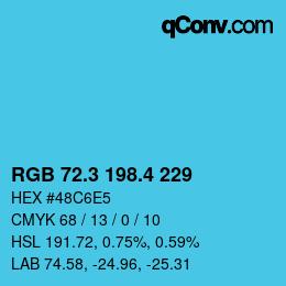カラーコード: RGB 72.3 198.4 229 | qconv.com