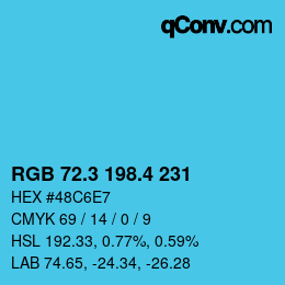 カラーコード: RGB 72.3 198.4 231 | qconv.com