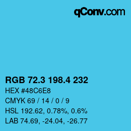 カラーコード: RGB 72.3 198.4 232 | qconv.com