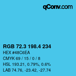 カラーコード: RGB 72.3 198.4 234 | qconv.com