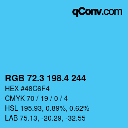カラーコード: RGB 72.3 198.4 244 | qconv.com