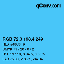 カラーコード: RGB 72.3 198.4 249 | qconv.com
