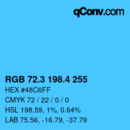 カラーコード: RGB 72.3 198.4 255 | qconv.com