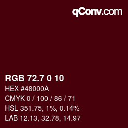 カラーコード: RGB 72.7 0 10 | qconv.com