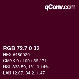 カラーコード: RGB 72.7 0 32 | qconv.com