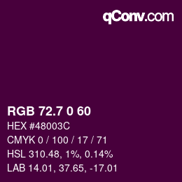 カラーコード: RGB 72.7 0 60 | qconv.com