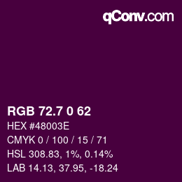 カラーコード: RGB 72.7 0 62 | qconv.com