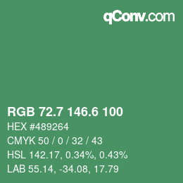 カラーコード: RGB 72.7 146.6 100 | qconv.com