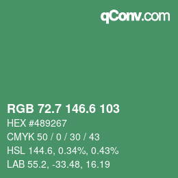 カラーコード: RGB 72.7 146.6 103 | qconv.com