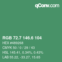 カラーコード: RGB 72.7 146.6 104 | qconv.com