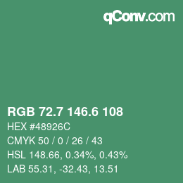 カラーコード: RGB 72.7 146.6 108 | qconv.com