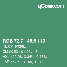 カラーコード: RGB 72.7 146.6 110 | qconv.com