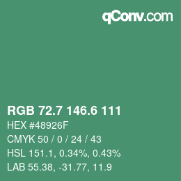 カラーコード: RGB 72.7 146.6 111 | qconv.com