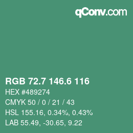 カラーコード: RGB 72.7 146.6 116 | qconv.com