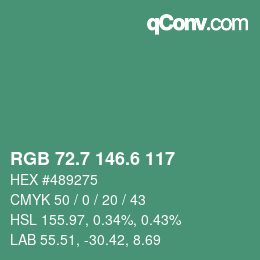 カラーコード: RGB 72.7 146.6 117 | qconv.com