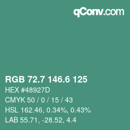 カラーコード: RGB 72.7 146.6 125 | qconv.com