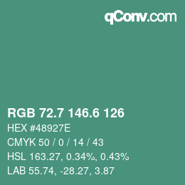 カラーコード: RGB 72.7 146.6 126 | qconv.com