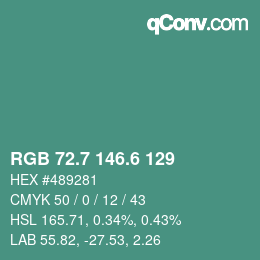 カラーコード: RGB 72.7 146.6 129 | qconv.com