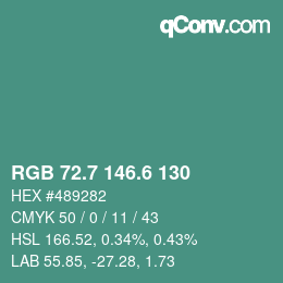 カラーコード: RGB 72.7 146.6 130 | qconv.com
