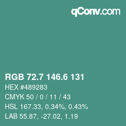 カラーコード: RGB 72.7 146.6 131 | qconv.com