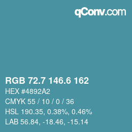 カラーコード: RGB 72.7 146.6 162 | qconv.com