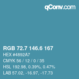 カラーコード: RGB 72.7 146.6 167 | qconv.com