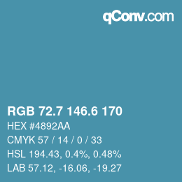 カラーコード: RGB 72.7 146.6 170 | qconv.com