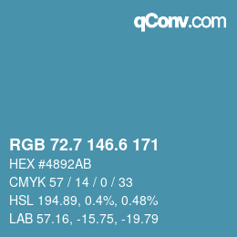 カラーコード: RGB 72.7 146.6 171 | qconv.com