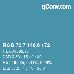 カラーコード: RGB 72.7 146.6 172 | qconv.com