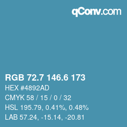 カラーコード: RGB 72.7 146.6 173 | qconv.com