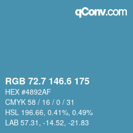 カラーコード: RGB 72.7 146.6 175 | qconv.com