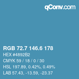 カラーコード: RGB 72.7 146.6 178 | qconv.com
