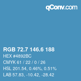 カラーコード: RGB 72.7 146.6 188 | qconv.com